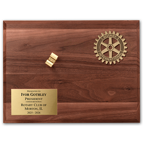 Rotary Walnut Presentation Board For Gavel