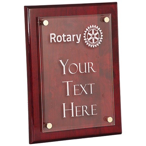 Rotary Custom Rosewood Piano Finish Floating Acrylic Award