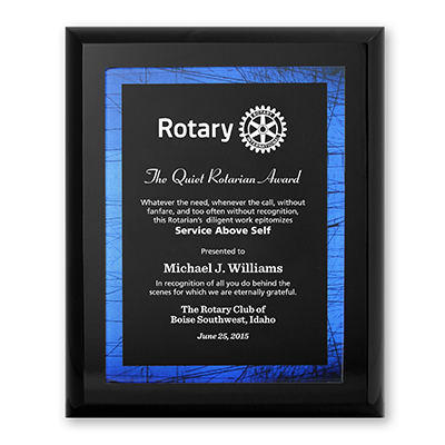 Rotary Azure Blue Award with Black Board