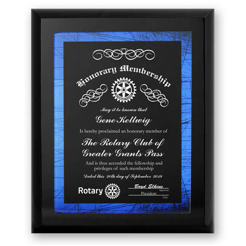 Rotary Engraved Certificate Plaque