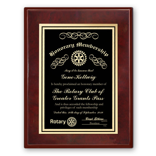 Rotary Engraved Certificate Plaque