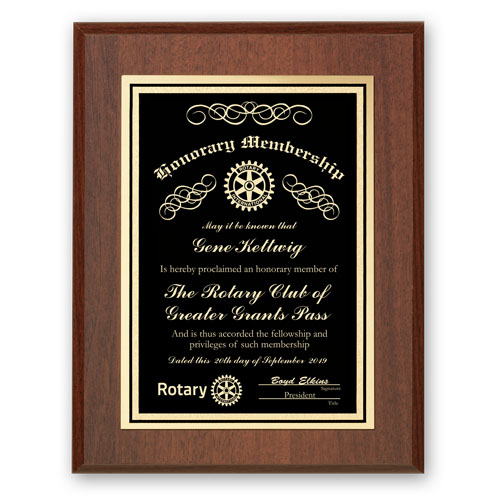 Rotary Engraved Certificate Plaque