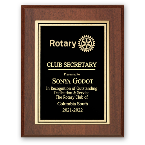 Rotary Club Secretary Plaque - Club Executive Series