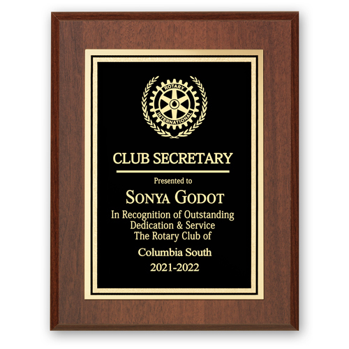 Rotary Club Secretary Plaque - Club Executive Series