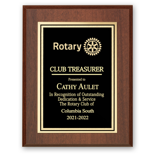 Rotary Club Treasurer Plaque - Club Executive Series