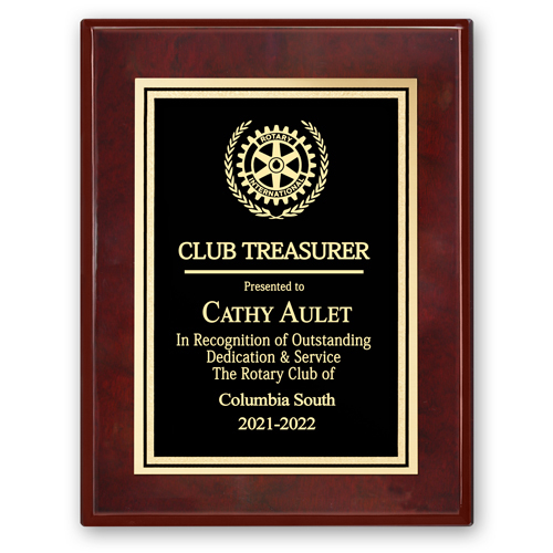 Rotary Club Treasurer Plaque - Club Executive Series