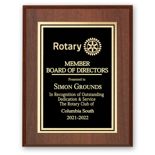Rotary Member Board Of Directors Plaque - Club Executive Series