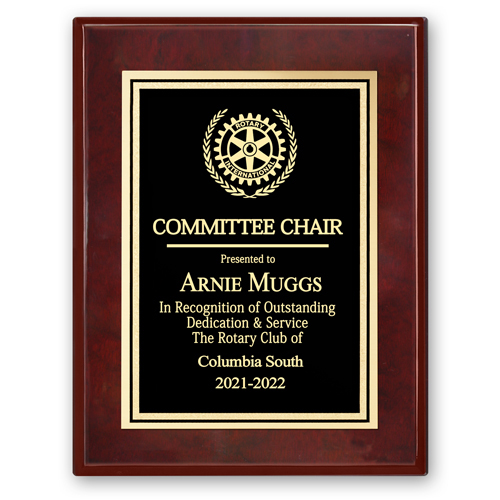 Rotary Committee Chairperson Plaque - Club Executive Series