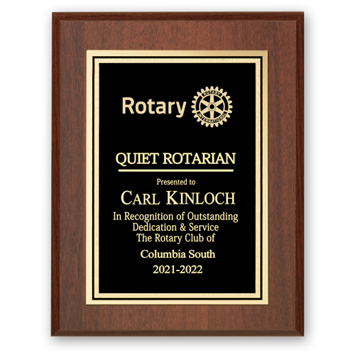 Rotary Quiet Rotarian Plaque - Club Executive Series