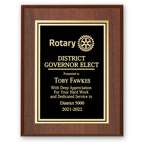 Rotary District Governor Elect Plaque - Club Executive Series