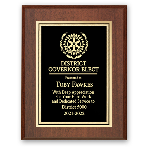 Rotary District Governor Elect Plaque - Club Executive Series