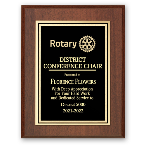 Rotary District Conference Chair  Plaque - Club Executive Series