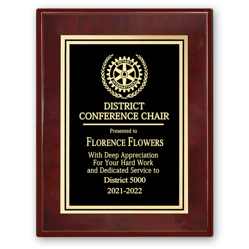 Rotary District Conference Chair  Plaque - Club Executive Series