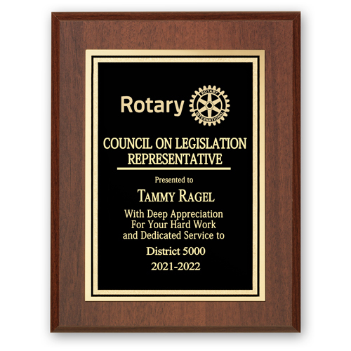 Rotary Council on Legislation Representative Plaque - Club Executive Series