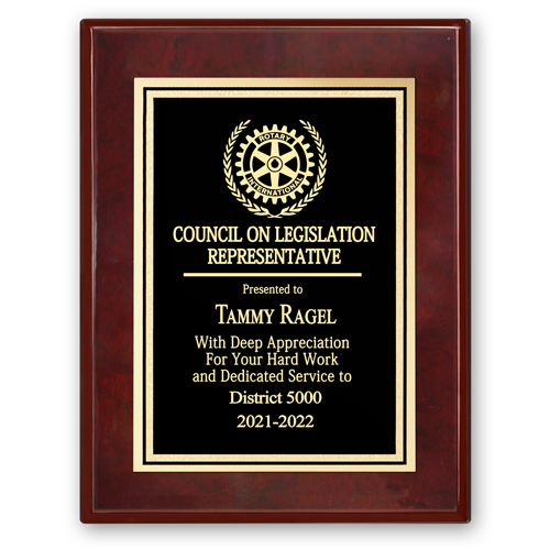 Rotary Council on Legislation Representative Plaque - Club Executive Series