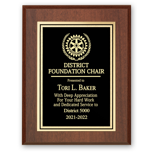 District Foundation Chair Plaque - Club Executive Series