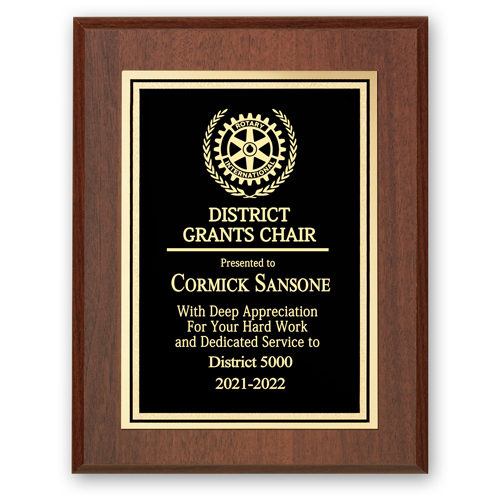 Rotary District Grants Chair Plaque - Club Executive Series