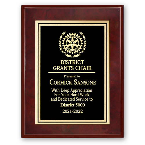 Rotary District Grants Chair Plaque - Club Executive Series