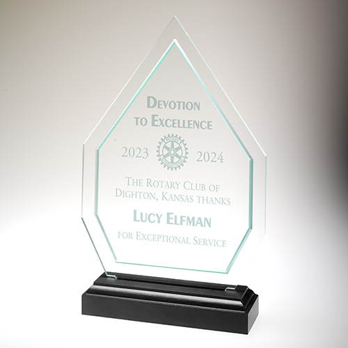 Rotary CLEAR Acrylic Royal Diamond w/Bevel Award