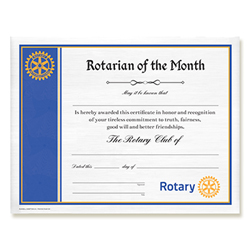 Rotary Rotarian of the Month Certificate