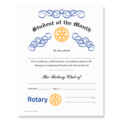 Student of the Month Certificate on White Parchment