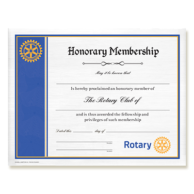 Rotary Certificate of Honorary Membership