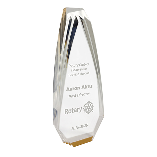 Rotary Diamond Groove Obelisk Award with Gold Accent
