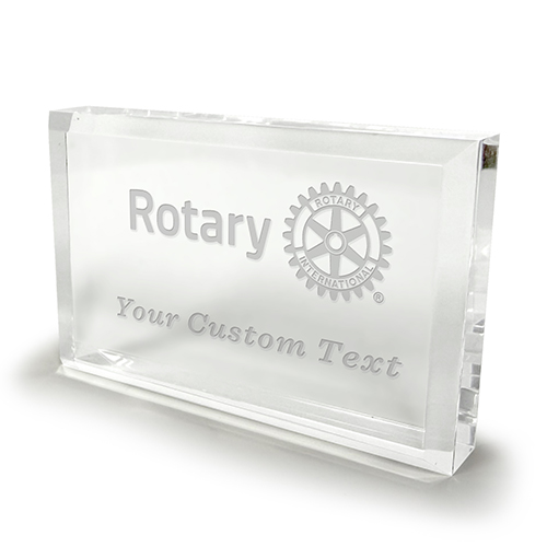 Rotary Custom Clear Acrylic Staright Bevel Paperweight