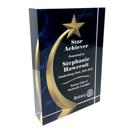 Carved Star Award with Marble Accent