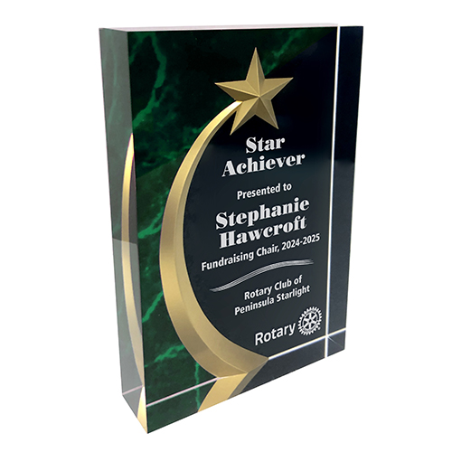 Rotary Carved Star Award with Marble Accent