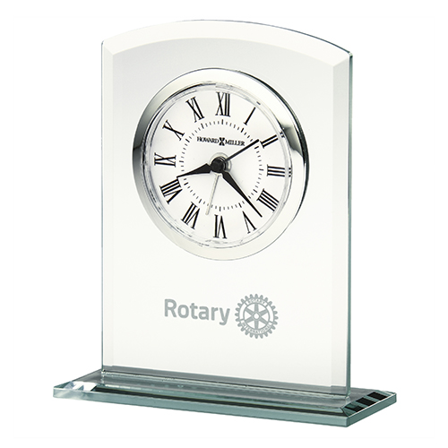 Rotary Alarm Clock in Beveled Glass with Glass Base