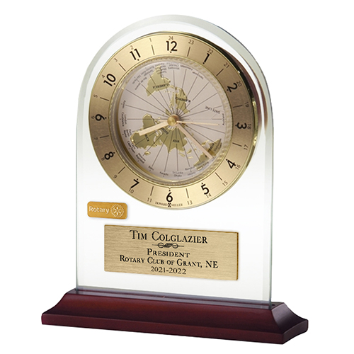 Rotary Beveled Glass World Time Alarm Clock