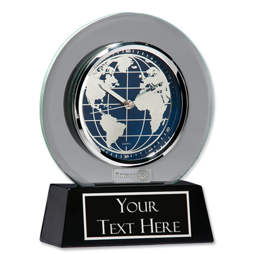 Rotary Custom World Dial Glass Clock Award