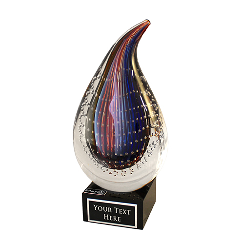 Rotary Art Glass Award w/Black Base