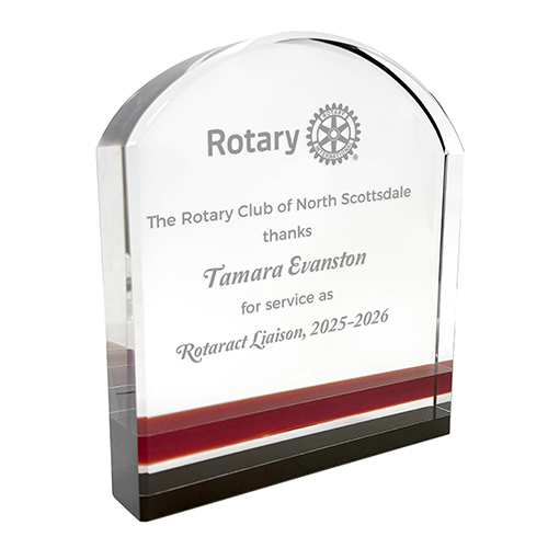 Rotary Red Stripe Wide Arch Award - 6.5 Tall