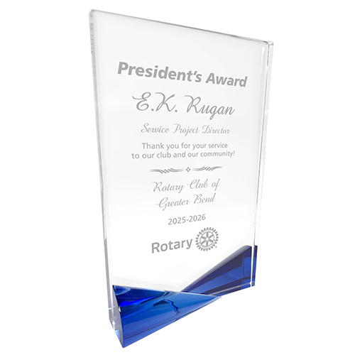 Rotary Large Crystal Panel with Blue Conical Accents