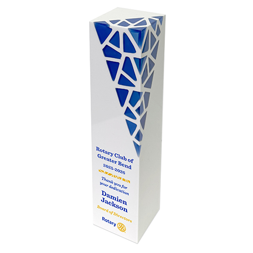 Rotary Poly Resin White and Blue Mosiac Award