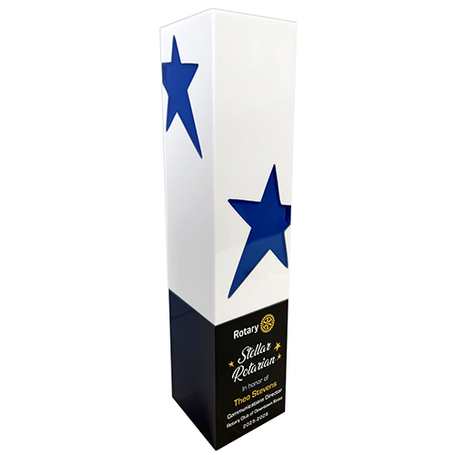 Rotary Poly Resin White and Blue Star Award
