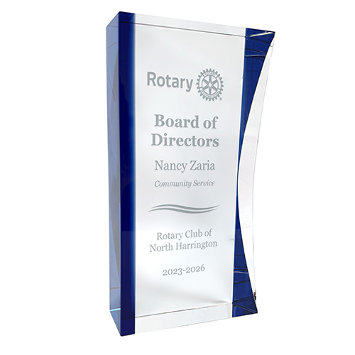 Rotary Crystal Illusion Award with Blue Accent