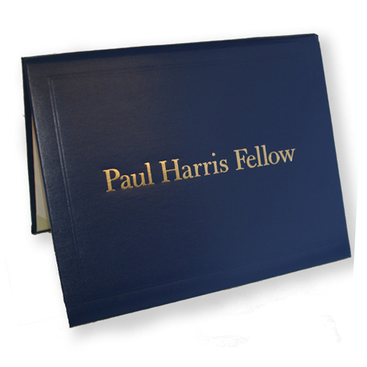 Rotary Paul Harris Fellow Certificate Presentation Folder