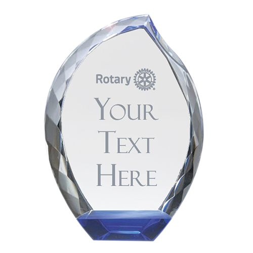 Custom Multi-Faceted Optic Crystal Blue Accent Flame Award