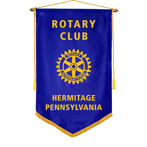 Rotary 3' x 5' Custom Banner - Blue Felt w/Gold  Flock Transfer Copy