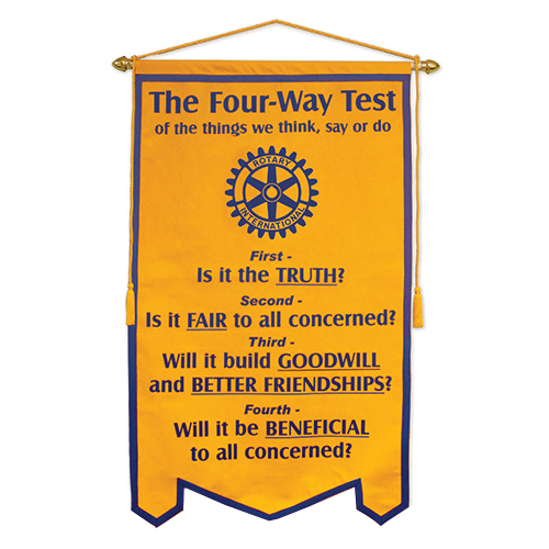 Rotary 3' x 5' Four-Way Test Felt Banner w/Blue Flock Transfer Copy