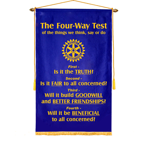 Rotary 3' x 5' Four-Way Test Felt Banner w/Flock Transfer Copy