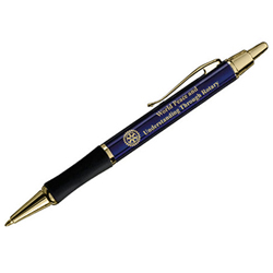 Rotary Custom Blue Metal Ballpoint Pen with Rubber Grip
