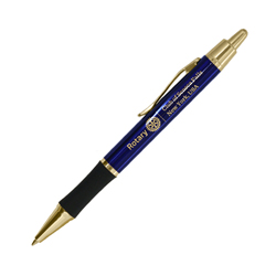 Rotary Custom Blue Metal Ballpoint Pen with Rubber Grip