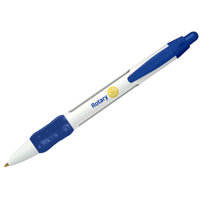 Rotary Four-Way Test Rotating Message Pen in White with Navy Trim