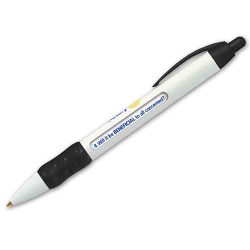 Rotary Four-Way Test Rotating Message Pen in White with Black Trim