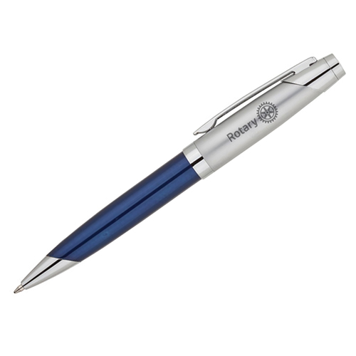 Silver/Blue Solid Brass Ballpoint Pen