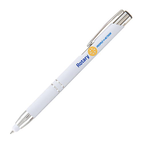 Rotary White & Chrome Soft Touch Pen